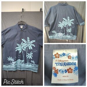 VTG DISNEY STORE TIKI KINGDOM BUTTON UP HAWIIAN SHIRT MEN'S XL